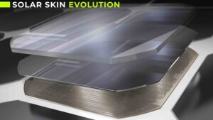 solar panel crossection of Solar Skin for solar power boats