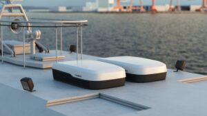 close up of Dometic's FreshJet FJXM7 3500 on boat cabin roof