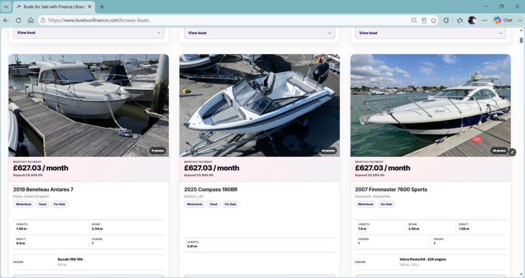 Boats on Finance screenshot